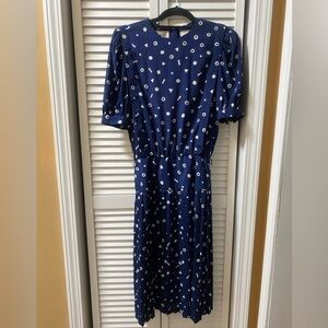 Vintage navy and white Liz Claiborne drop waist dress